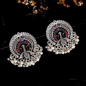 Indian Pakistani Afghani Boho vintage Ethnic Drop Earrings Jhumka 💕